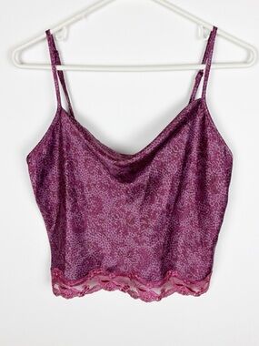 Victorias Secret Cami Top Size Small Cowl Drape Neck Purple Lace Fairycore Satin